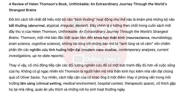 🔥A Review of Helen Thomson's Book, Unthinkable: An Extraordinary Journey Through the World's Strangest Brains Answers with location - Đề thi thật IELTS READING- Làm bài online format computer-based, kèm đáp án, dịch & giải thích từ vựng - cấu trúc ngữ pháp khó 🔥A Review of Helen Thomson's Book, Unthinkable: An Extraordinary Journey Through the World's Strangest Brains Answers with location - Đề thi thật IELTS READING- Làm bài online format computer-based, kèm đáp án, dịch & giải thích từ vựng - cấu trúc ngữ pháp khó