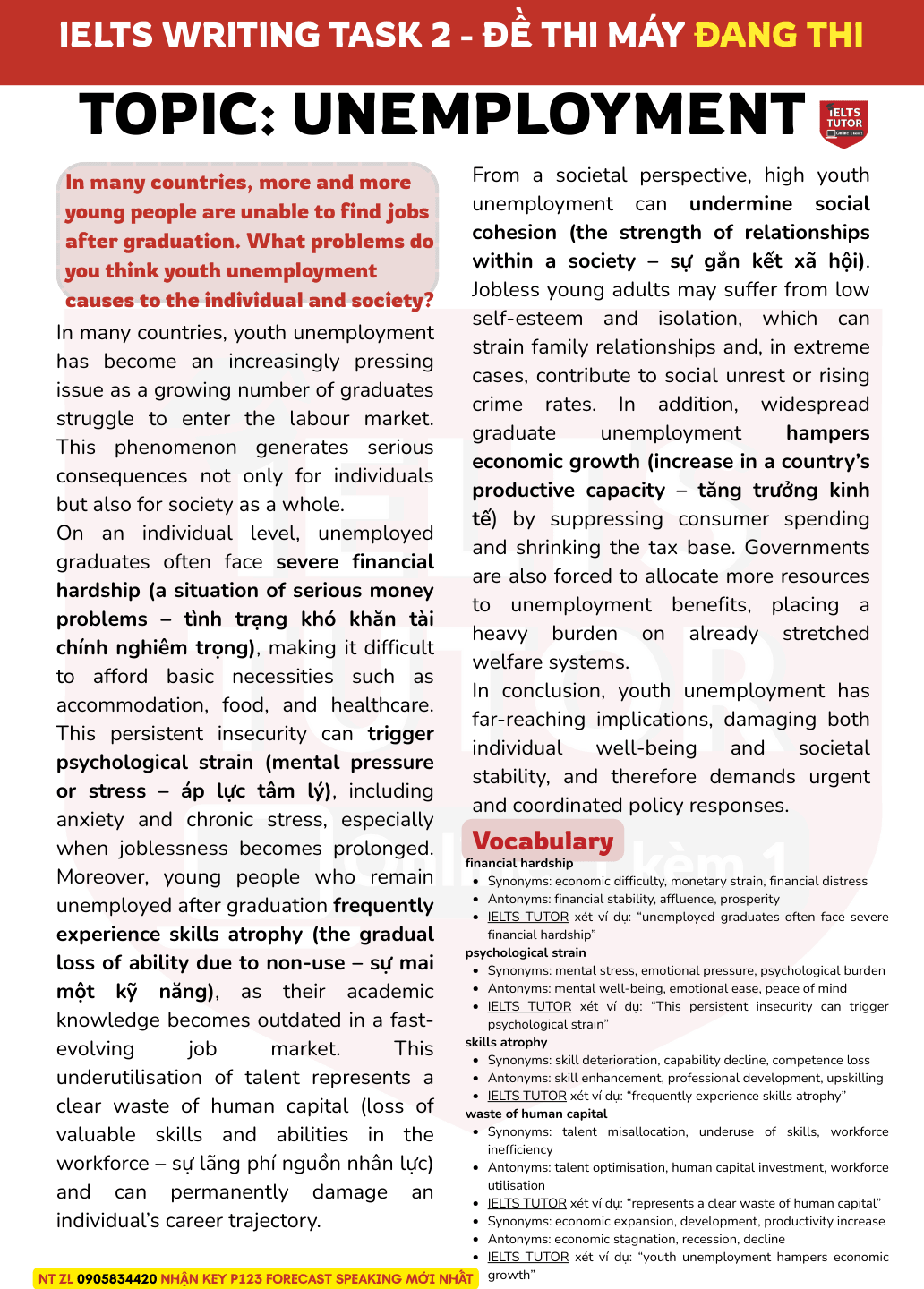 Giải đề"In many countries, more and more young people are unable to find jobs after graduation. What problems do you think youth unemployment causes to the individual and society?"IELTS WRITING TASK 2 Giải đề"In many countries, more and more young people are unable to find jobs after graduation. What problems do you think youth unemployment causes to the individual and society?"IELTS WRITING TASK 2