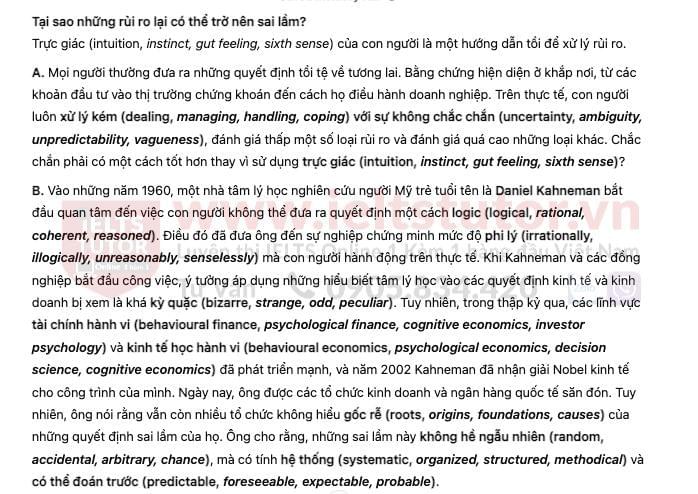 🔥Why Risks Can Go Wrong Answers with location - Đề thi thật IELTS READING- Làm bài online format computer-based, kèm đáp án, dịch & giải thích từ vựng - cấu trúc ngữ pháp khó 🔥Why Risks Can Go Wrong Answers with location - Đề thi thật IELTS READING- Làm bài online format computer-based, kèm đáp án, dịch & giải thích từ vựng - cấu trúc ngữ pháp khó
