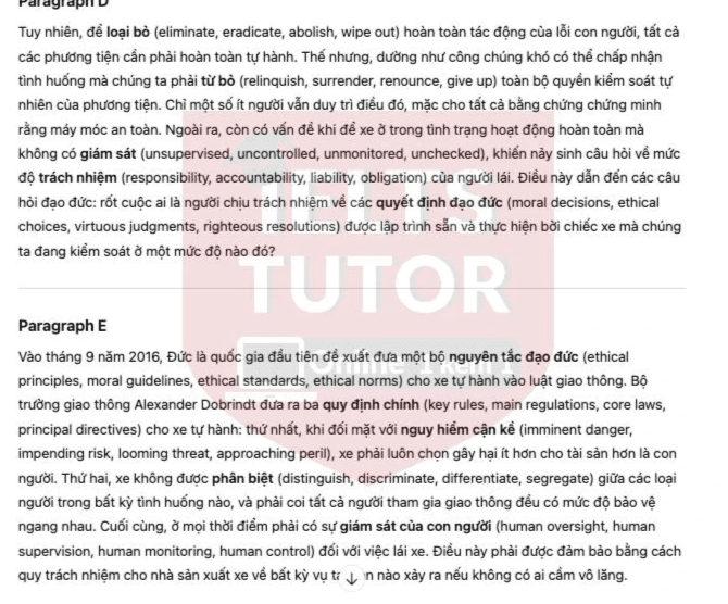 The Ethics of Driverless CarsAnswers with location - Đề luyện IELTS READING The Ethics of Driverless CarsAnswers with location - Đề luyện IELTS READING