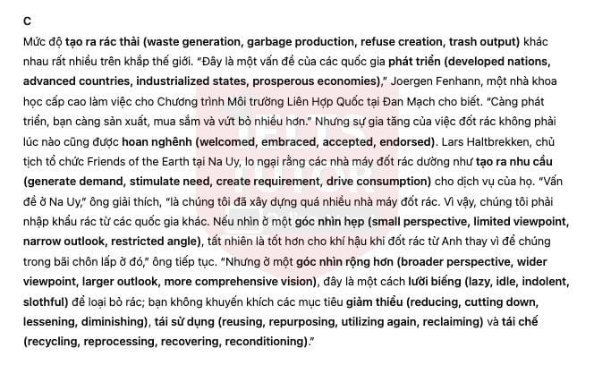 🔥Solving the problem of waste disposal - Đề thi thật IELTS READING - Làm bài online format computer-based, kèm đáp án, dịch & giải thích từ vựng - cấu trúc ngữ pháp khó 🔥Solving the problem of waste disposal - Đề thi thật IELTS READING - Làm bài online format computer-based, kèm đáp án, dịch & giải thích từ vựng - cấu trúc ngữ pháp khó