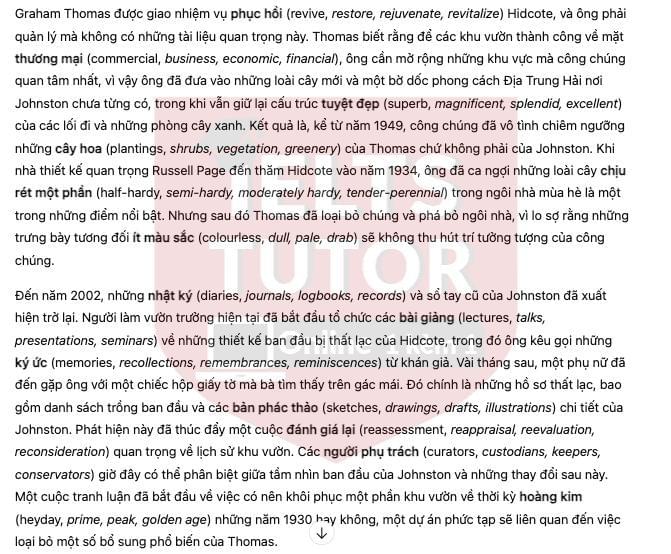 🔥Lawrence Johnston and Hidcote Garden - Đề thi thật IELTS READING - Làm bài online format computer-based, kèm đáp án, dịch & giải thích từ vựng - cấu trúc ngữ pháp khó 🔥Lawrence Johnston and Hidcote Garden - Đề thi thật IELTS READING - Làm bài online format computer-based, kèm đáp án, dịch & giải thích từ vựng - cấu trúc ngữ pháp khó
