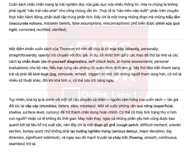 🔥A Review of Helen Thomson's Book, Unthinkable: An Extraordinary Journey Through the World's Strangest Brains Answers with location - Đề thi thật IELTS READING- Làm bài online format computer-based, kèm đáp án, dịch & giải thích từ vựng - cấu trúc ngữ pháp khó 🔥A Review of Helen Thomson's Book, Unthinkable: An Extraordinary Journey Through the World's Strangest Brains Answers with location - Đề thi thật IELTS READING- Làm bài online format computer-based, kèm đáp án, dịch & giải thích từ vựng - cấu trúc ngữ pháp khó
