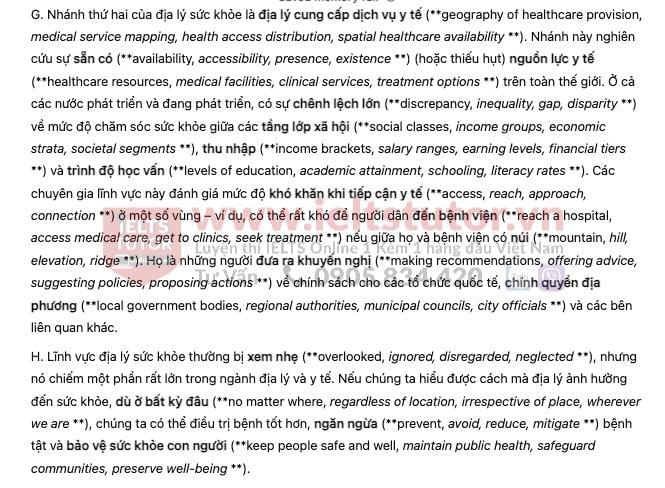 The Intersection of Health Sciences and Geography - Đề thi thật IELTS READING The Intersection of Health Sciences and Geography - Đề thi thật IELTS READING