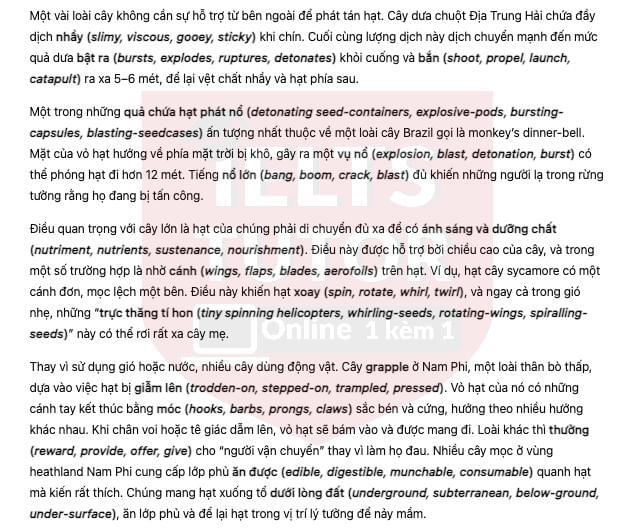 Travelling Plants - Đề thi thật IELTS READING Travelling Plants - Đề thi thật IELTS READING