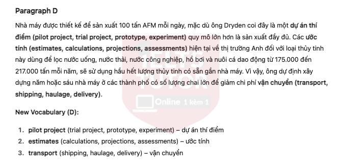 🔥Green virtues of green sand - Revolution in glass recycling could help keep water clean Answers with location - Đề luyện IELTS READING 🔥Green virtues of green sand - Revolution in glass recycling could help keep water clean Answers with location - Đề luyện IELTS READING