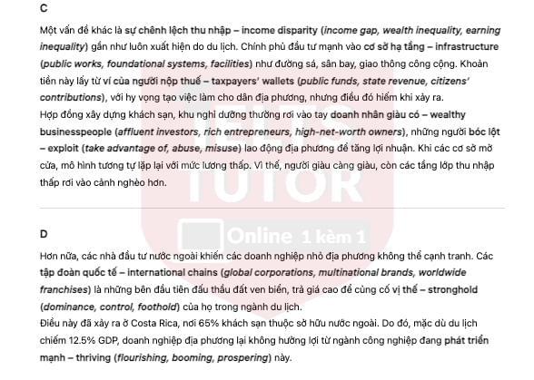 🔥Tourism Development: A Blessing or a Curse? Answers with location - Đề thi thật IELTS READING- Làm bài online format computer-based, kèm đáp án, dịch & giải thích từ vựng - cấu trúc ngữ pháp khó 🔥Tourism Development: A Blessing or a Curse? Answers with location - Đề thi thật IELTS READING- Làm bài online format computer-based, kèm đáp án, dịch & giải thích từ vựng - cấu trúc ngữ pháp khó