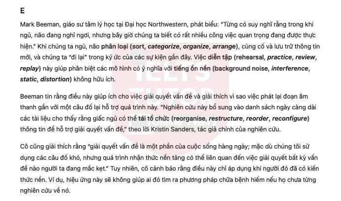🔥The Science of “Sleeping on It” Answers with location - Đề thi thật IELTS READING- Làm bài online format computer-based, kèm đáp án, dịch & giải thích từ vựng - cấu trúc ngữ pháp khó 🔥The Science of “Sleeping on It” Answers with location - Đề thi thật IELTS READING- Làm bài online format computer-based, kèm đáp án, dịch & giải thích từ vựng - cấu trúc ngữ pháp khó