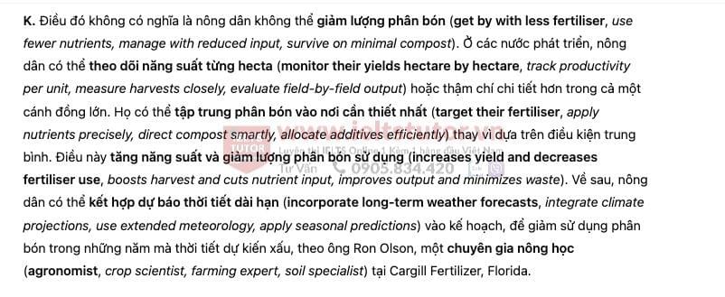 Organic farming and fertilisers - Đề thi thật IELTS READING Organic farming and fertilisers - Đề thi thật IELTS READING