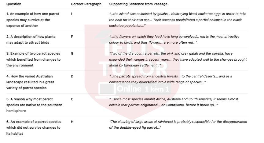 🔥Australian parrots and their adaptation to habitat change Answers with location - Đề thi thật IELTS READING- Làm bài online format computer-based, kèm đáp án, dịch & giải thích từ vựng - cấu trúc ngữ pháp khó 🔥Australian parrots and their adaptation to habitat change Answers with location - Đề thi thật IELTS READING- Làm bài online format computer-based, kèm đáp án, dịch & giải thích từ vựng - cấu trúc ngữ pháp khó