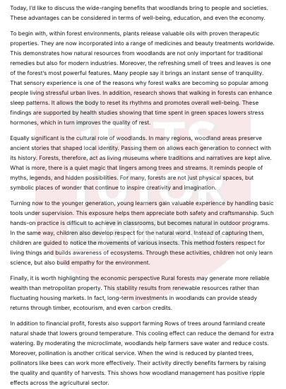 The multiple benefits of woodland The multiple benefits of woodland