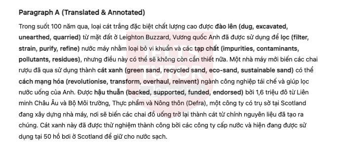 🔥Green virtues of green sand - Revolution in glass recycling could help keep water clean Answers with location - Đề luyện IELTS READING 🔥Green virtues of green sand - Revolution in glass recycling could help keep water clean Answers with location - Đề luyện IELTS READING