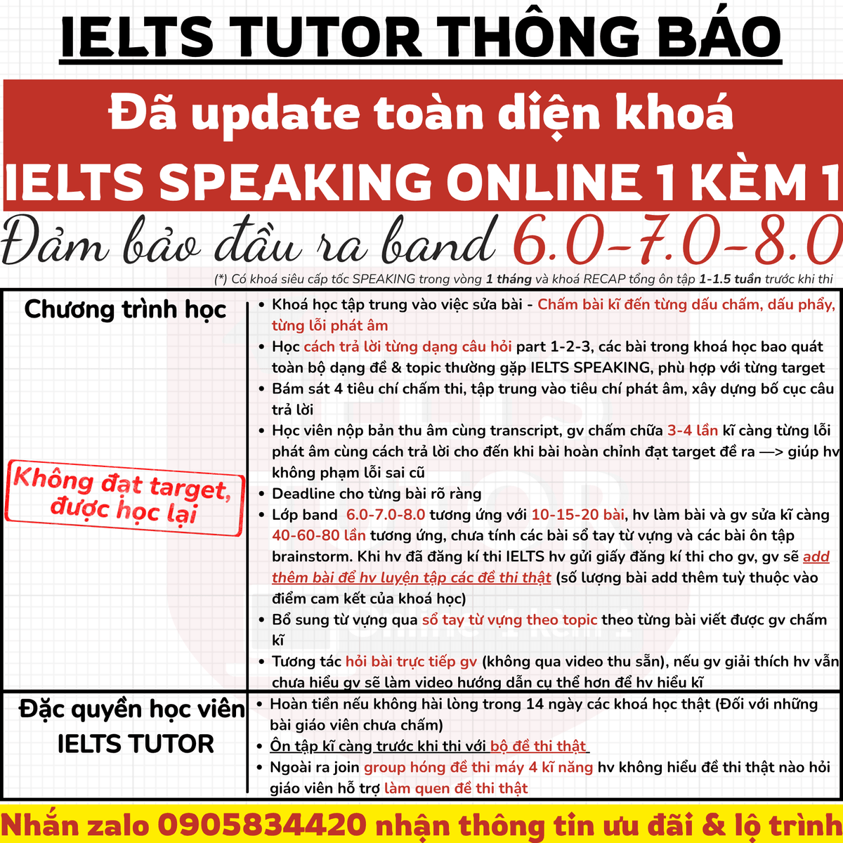 Các khóa học IELTS online 1 kèm 1 - 100% cam kết đạt target 6.0 - 7.0 - 8.0 - Đảm bảo đầu ra - Thi không đạt, học lại FREE Các khóa học IELTS online 1 kèm 1 - 100% cam kết đạt target 6.0 - 7.0 - 8.0 - Đảm bảo đầu ra - Thi không đạt, học lại FREE