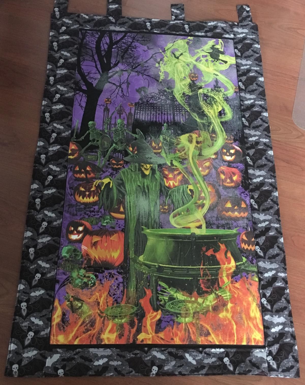 Witch over cauldron, fabric panel bought from Quilter's Market, Tucson, AZ. Witch over cauldron, fabric panel bought from Quilter's Market, Tucson, AZ.