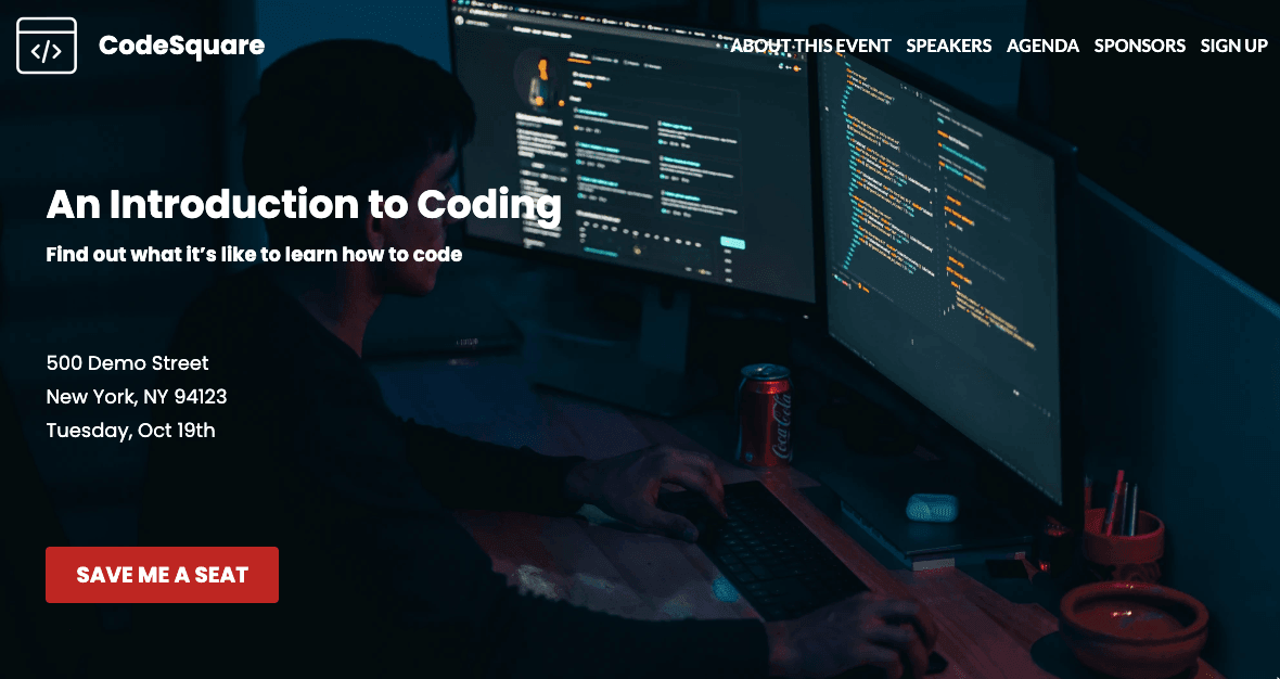 Szablon CodeSquare od Strikingly Szablon CodeSquare od Strikingly