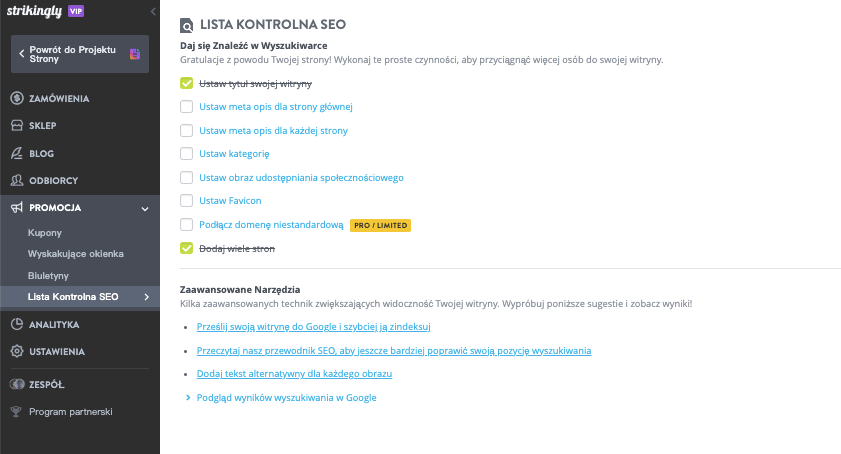Lista kontrolna SEO od Strikingly Lista kontrolna SEO od Strikingly