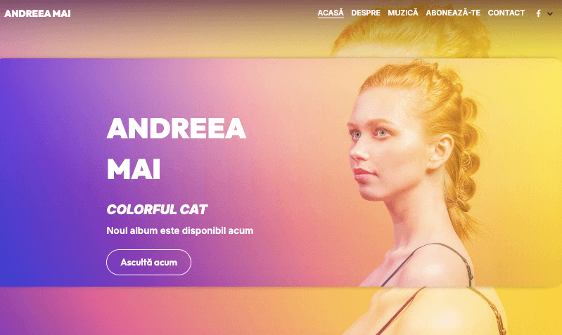 Șablonul Andrea May de la Strikingly Șablonul Andrea May de la Strikingly