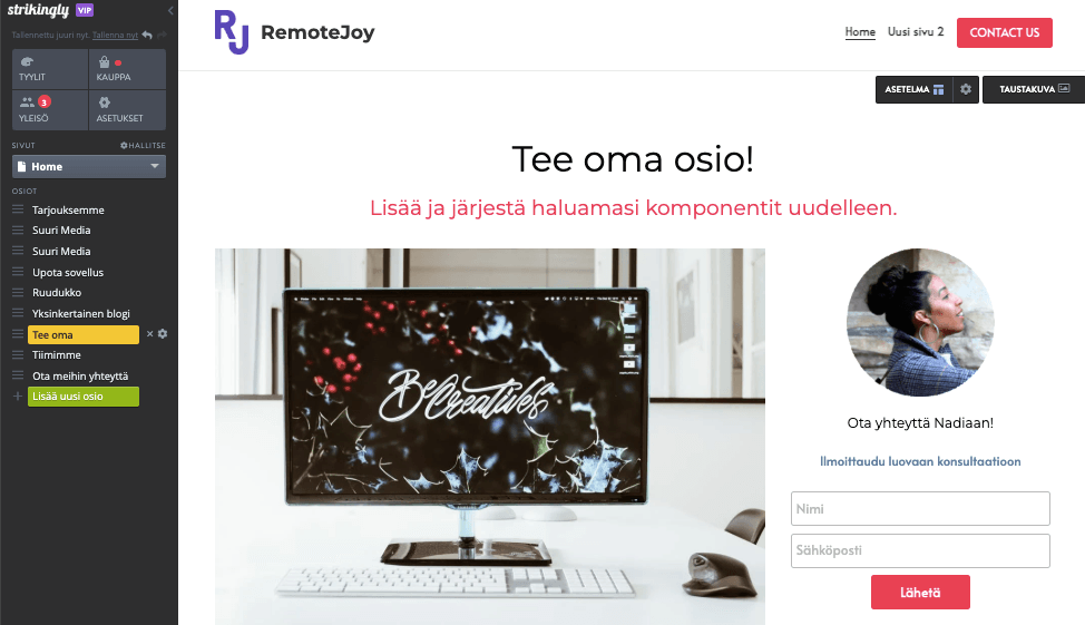 Strikinglyn Verkkosivustoeditori Strikinglyn Verkkosivustoeditori