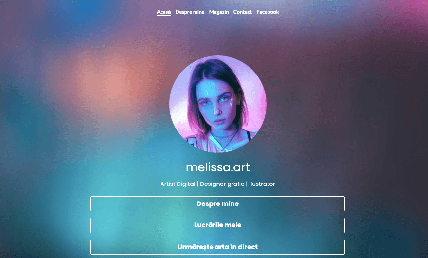 Șablonul Melissa.Art de la Strikingly Șablonul Melissa.Art de la Strikingly