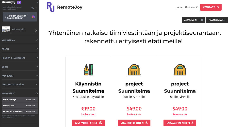 Strikinglyn verkkosivun editori Strikinglyn verkkosivun editori