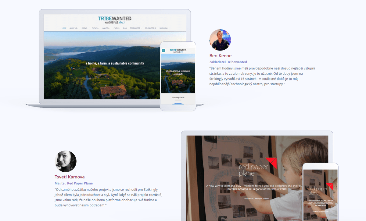Reference klientů na vstupní stránce Strikingly Reference klientů na vstupní stránce Strikingly