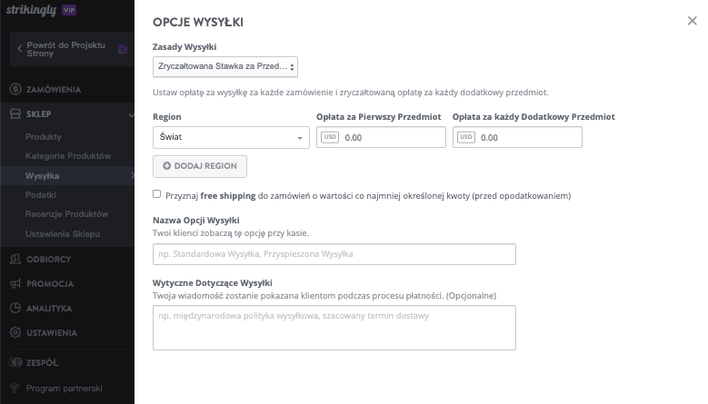 Funkcja Polityki Wysyłki Strikingly Funkcja Polityki Wysyłki Strikingly