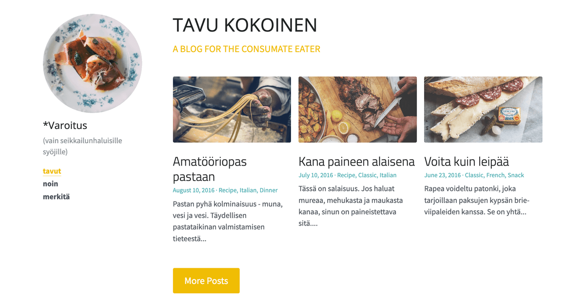 Tavun kokoinen blogimalli Strikinglyltä Tavun kokoinen blogimalli Strikinglyltä