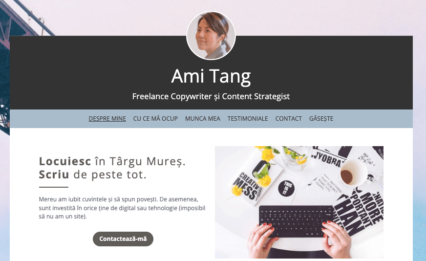 Șablon de profil de la Strikingly Șablon de profil de la Strikingly