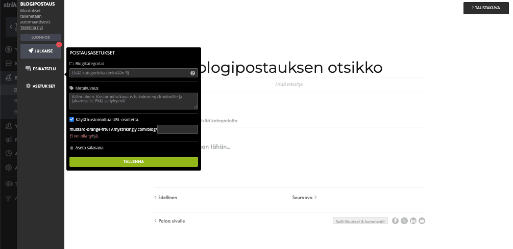 Ajoita blogikirjoituksesi - Bloggaa Strikinglyn avulla - Mukauta blogin asetuksia Ajoita blogikirjoituksesi - Bloggaa Strikinglyn avulla - Mukauta blogin asetuksia