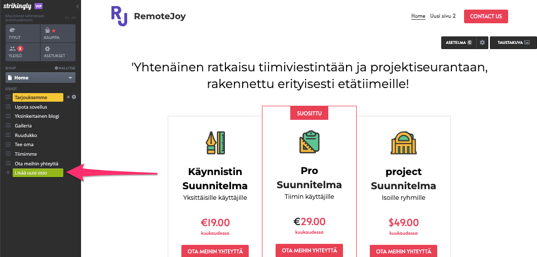 Kuinka lisäät vektorigrafiikkaa silmiinpistävälle verkkosivustolle - Lisää uusi osio tai muokkaa olemassa olevaa osiota Kuinka lisäät vektorigrafiikkaa silmiinpistävälle verkkosivustolle - Lisää uusi osio tai muokkaa olemassa olevaa osiota
