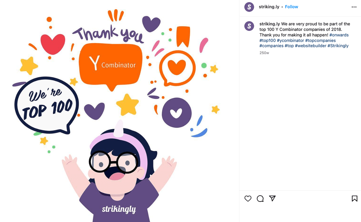 Strikingly Instagram -postaus Strikingly Instagram -postaus