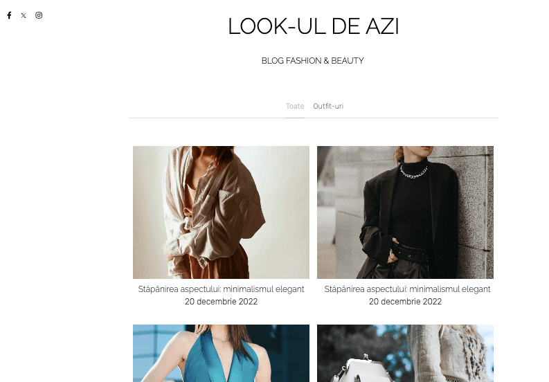 Șablonul de blog "Today's Look" de la Strikingly Șablonul de blog "Today's Look" de la Strikingly
