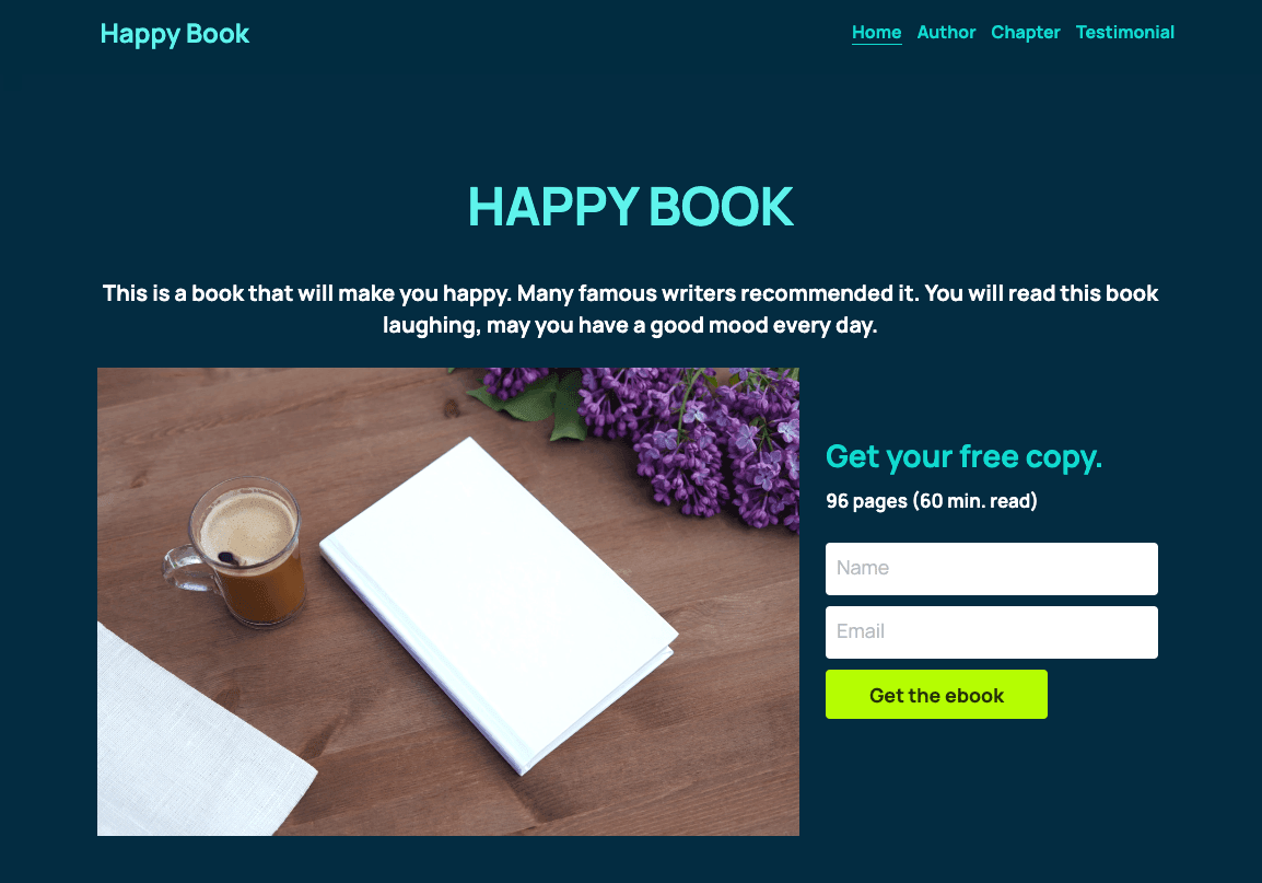 Szablon Happy Book z Strikingly Szablon Happy Book z Strikingly