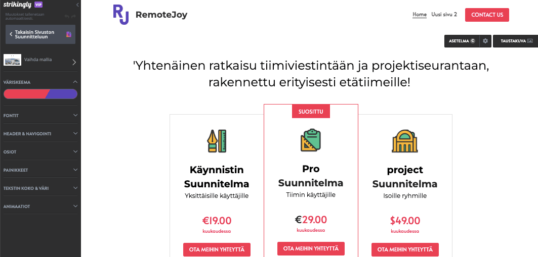 Strikingly Virtuaalikaupan editori Strikingly Virtuaalikaupan editori