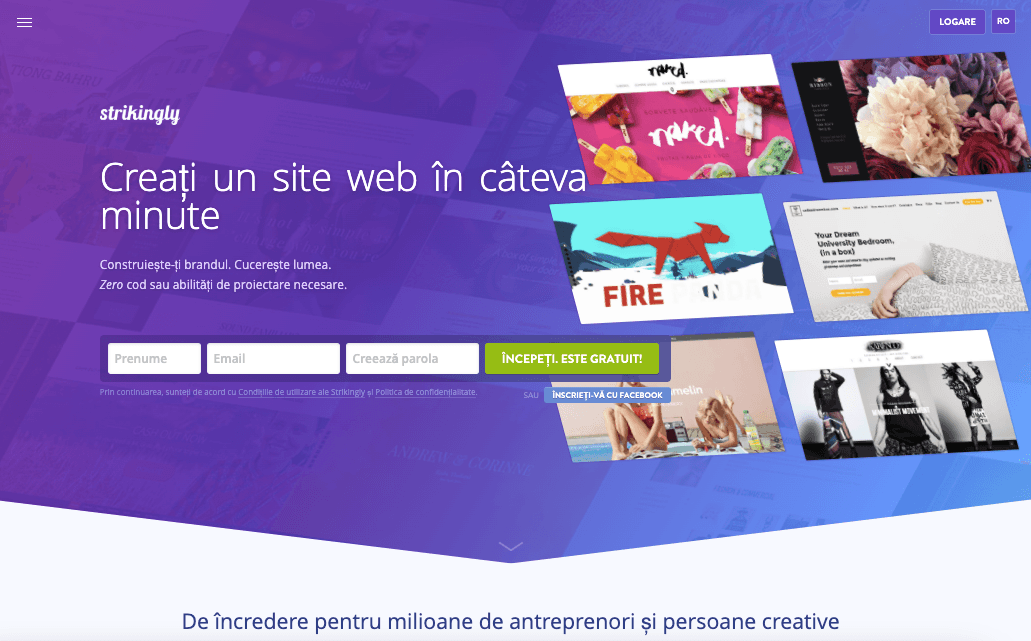Pagina de lansare Strikingly Pagina de lansare Strikingly