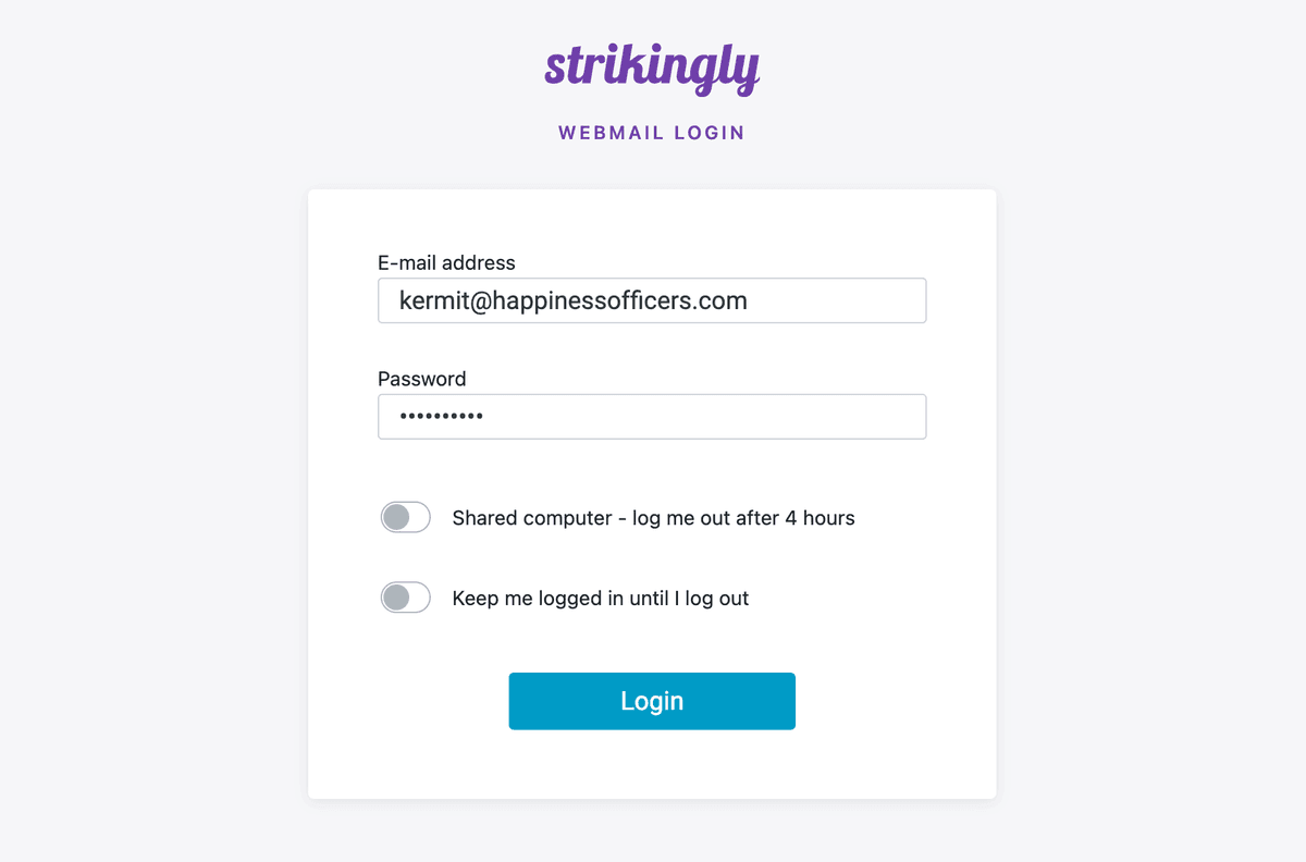Pagina de autentificare Strikingly Webmail Pagina de autentificare Strikingly Webmail