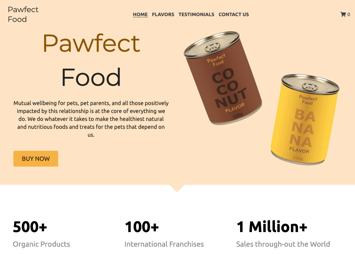 Szablon sklepu internetowego Pawfect Food od Strikingly Szablon sklepu internetowego Pawfect Food od Strikingly