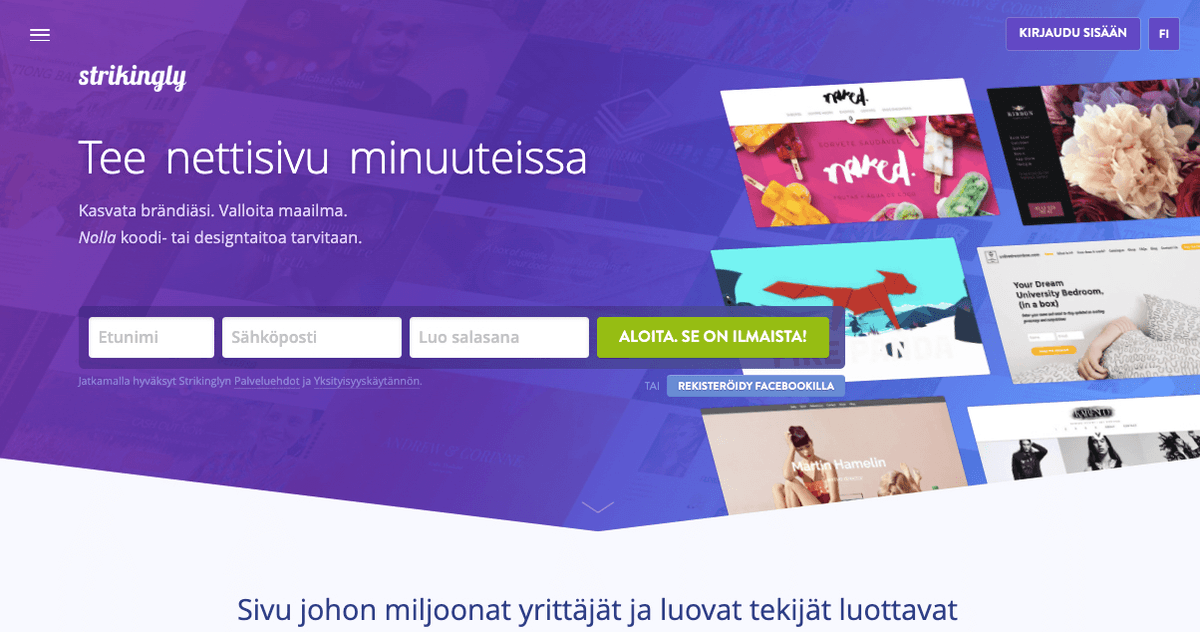 Silmiinpistävä laskeutumissivu Silmiinpistävä laskeutumissivu