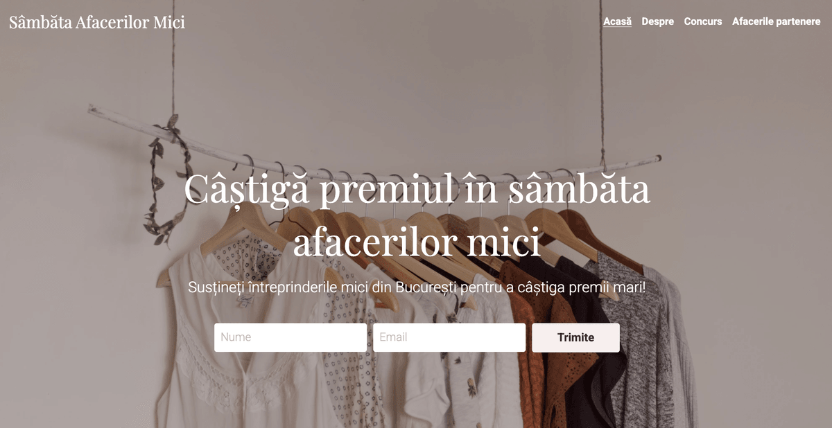 Șablon Small Biz Contest de la Strikingly Șablon Small Biz Contest de la Strikingly