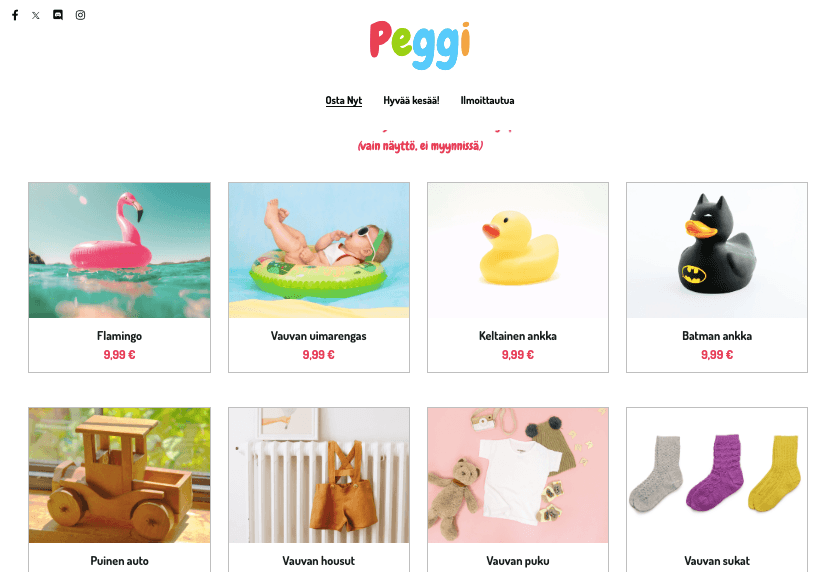 Peggi verkkokaupan malli Strikinglyltä Peggi verkkokaupan malli Strikinglyltä