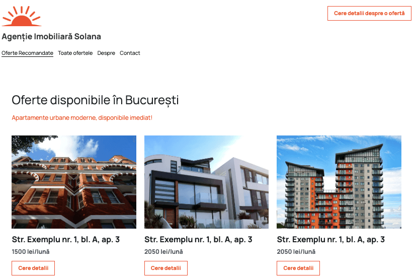 Șablonul imobiliar Solana de la Strikingly Șablonul imobiliar Solana de la Strikingly