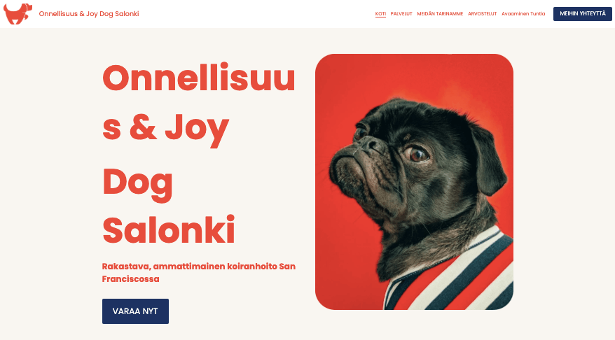 Strikinglyn Dog Salon -verkkosivustomalli Strikinglyn Dog Salon -verkkosivustomalli