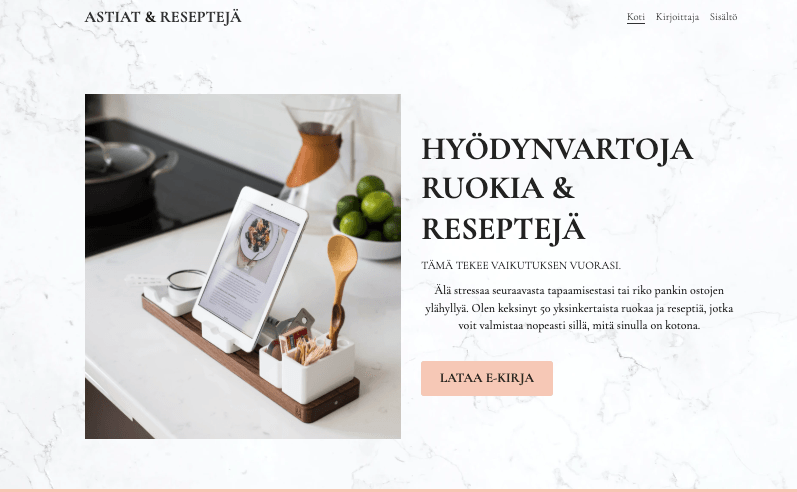 Strikinglyn ruoka- ja reseptimalli Strikinglyn ruoka- ja reseptimalli