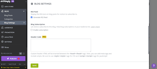 Membuka Kekuatan RSS Feeds Dengan Strikingly - Navigasi ke Bagian Blog Anda dan Buka Pengaturan Blog Membuka Kekuatan RSS Feeds Dengan Strikingly - Navigasi ke Bagian Blog Anda dan Buka Pengaturan Blog