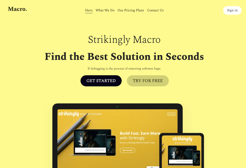 Szablon makro od Strikingly Szablon makro od Strikingly