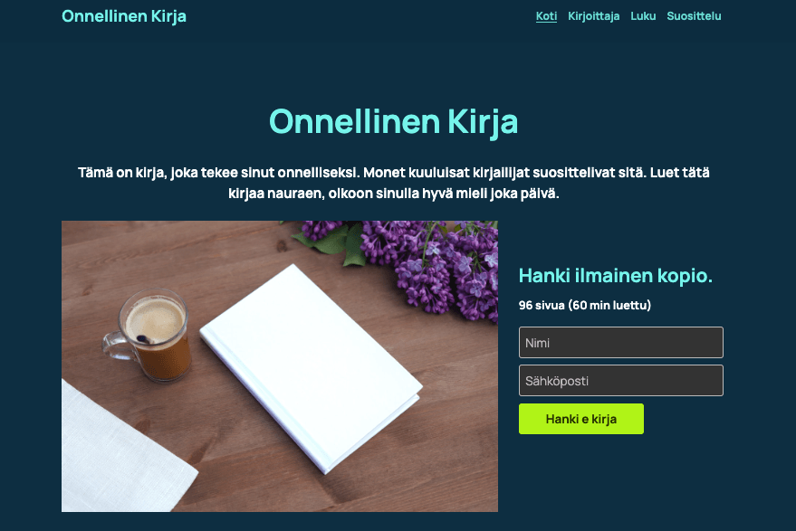 Happy Book -malli Strikinglyllä Happy Book -malli Strikinglyllä