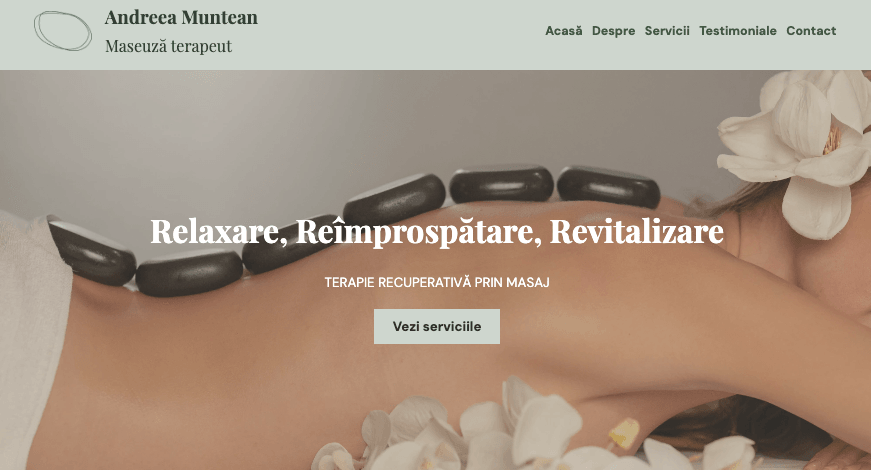 Șablon de site web pentru terapeuți de masaj de la Strikingly Șablon de site web pentru terapeuți de masaj de la Strikingly