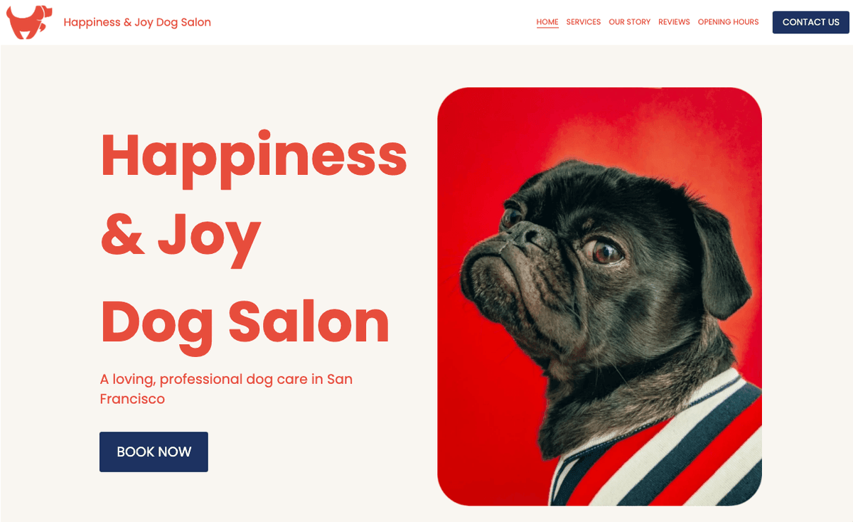 Szablon Happy Dog Salon od Strikingly Szablon Happy Dog Salon od Strikingly