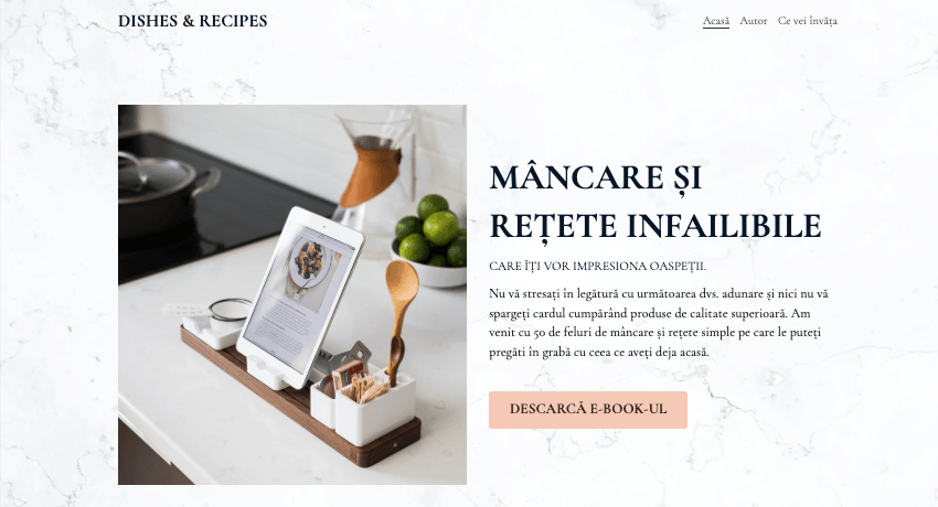 Șablonul website Dishes & Recipes de la Strikingly Șablonul website Dishes & Recipes de la Strikingly