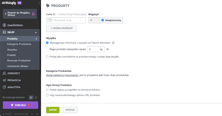 Jak funkcje Strikingly mogą pomóc Twojej firmie w ustaleniu ceny produktu na swoją korzyść - Opcje wysyłki Jak funkcje Strikingly mogą pomóc Twojej firmie w ustaleniu ceny produktu na swoją korzyść - Opcje wysyłki